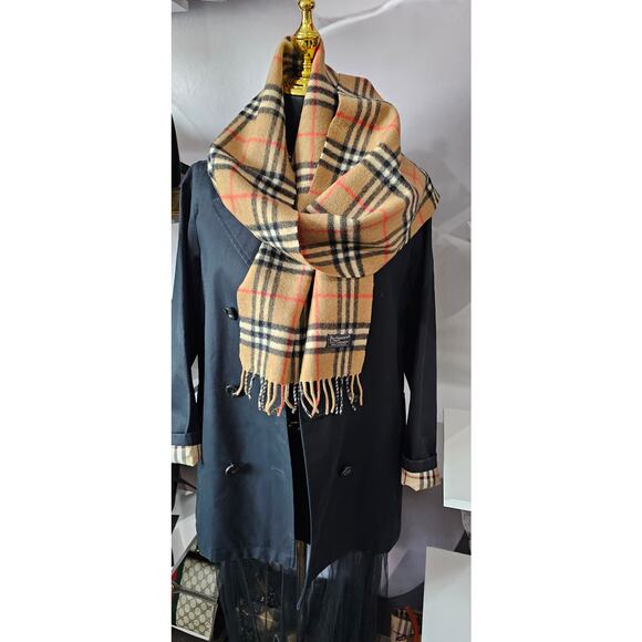 BURBERRYs of London 100% Cashmere Scarf Shawl Nova Check Beige Vintage - Picture 2 of 10